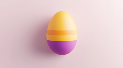 Fototapeta premium decorative egg with yellow, orange, and purple stripes on soft background