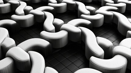 Obraz premium Abstract White Curved Forms Interlocking Pattern