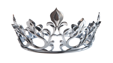 Silver crown with transparent background representing royalty and power