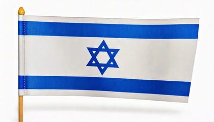 Israel, waving flag of Israel on pole white background 