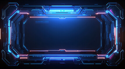 Obraz premium A futuristic 3D render of a virtual HUD digital frame with glowing blue lines, representing the integration of advanced technology
