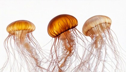 Japanese sea nettle, Chrysaora pacifica, Jellyfish against white