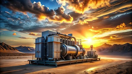 Powerful Industrial Generator in Dramatic Landscape Setting - Renewable Energy Source