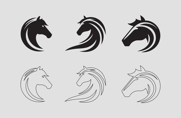 Naklejka premium Horse head vector icon, illustration and line art