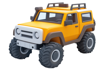 Colorful Cartoon Off-Road SUV Illustration with Large Wheels and Roof Rack