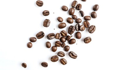 Obraz premium Free photo of coffee beans levitating on a white back ground