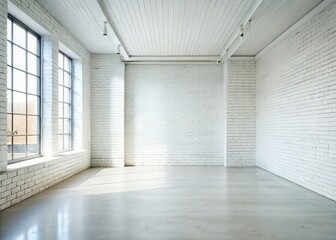 Fototapeta premium Sterile White Brick Room Interior - High Resolution Stock Photo