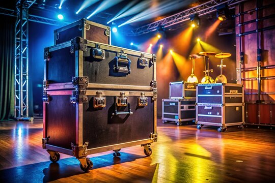 Sturdy Concert Equipment Rack & Wardrobe Trunk on Stage - Professional Transport Solution