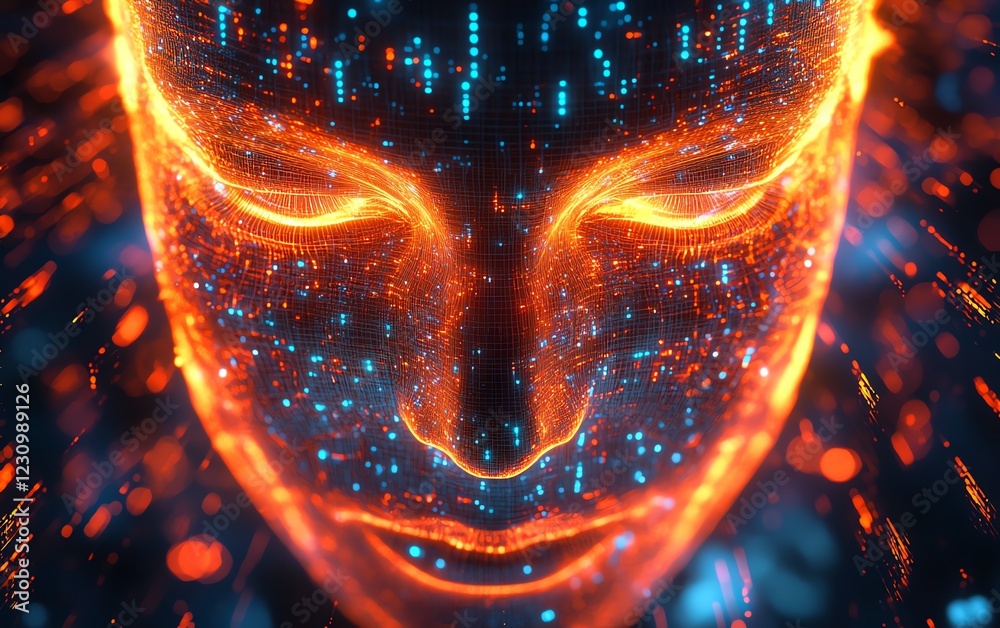 Poster artificial intelligence brain with glowing circuits, complex neural networks and futuristic design, 