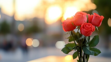Red roses in heart shape with a dreamy background for romantic moments