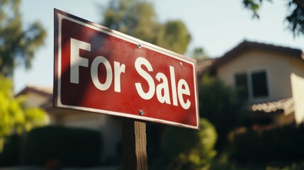 Obraz premium Eye-catching real estate signboard in bright daylight displaying 