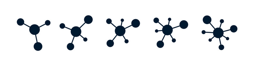 Connection icon set. Hub network. Chemical compound, Molecule icons. Minimalist vectro illustration. 