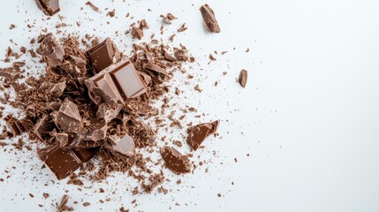 Fototapeta premium Milk chocolate pieces soaring in a delightful confectionery explosion
