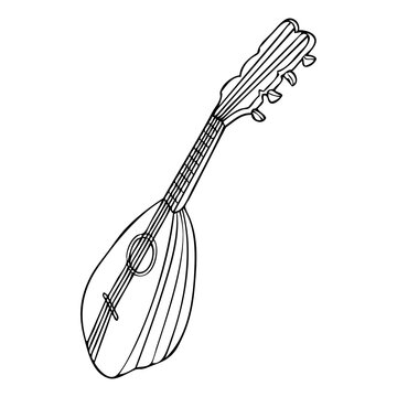 black and white mandolin musical instrument clip art preview