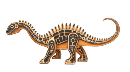 Fototapeta premium Wooden toy dinosaur isolated on transparent background