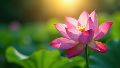 Obraz premium Lotus flower with long stamens and intricate details in sunlight, anther, beam, texture