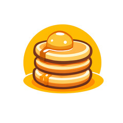 Flat logo of a stack of pancakes with syrup