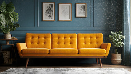 Obraz premium Mid-Century Modern Sofa with Retro Vibe