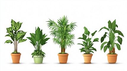 Modern Interior Plant Decoration in Flat Vector Style for Interior Design Concepts