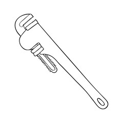 pipe wrench outline vector illustration