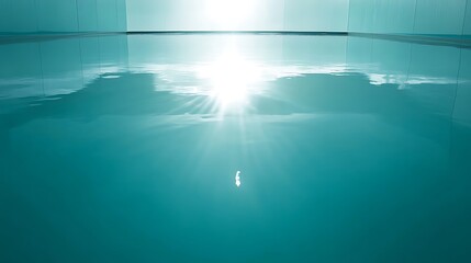 Obraz premium Sunlit Teal Pool Water Reflecting Light and Sky