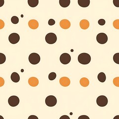 Abstract Beige Background with Brown and Orange Polka Dots Pattern