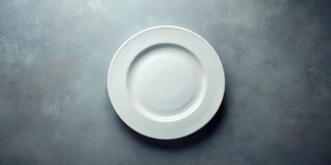 Minimalist White Plate Gray Background Food Photography Vintage Style Culinary Image