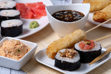 Kushiage con sushi