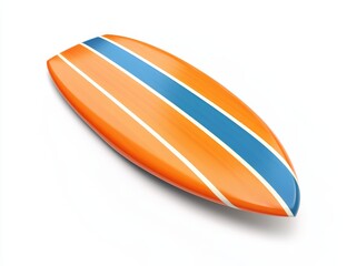 Orange and blue surfboard isolated on white background.