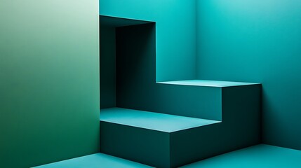 Abstract Green Geometric Room Display Shelves