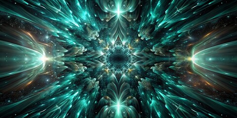 Teal Abstract Fractal Pattern