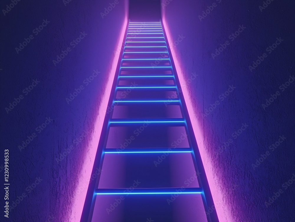 Wall mural Neon Ladder to Success