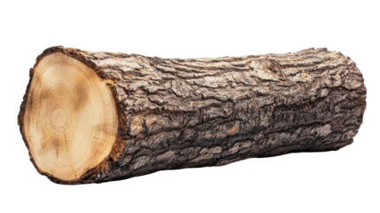 Log showing growth rings on transparent background