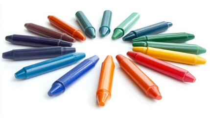Fototapeta premium A vibrant collection of crayons arranged in a circle, showcasing a spectrum of colors.