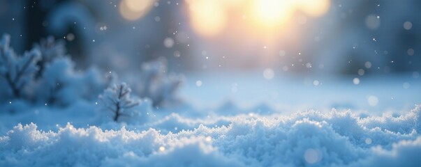 Fototapeta premium Fluffy snowflakes in a misty winter atmosphere, light, fog, delicate
