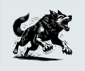 Wolf running. Vector illustration for t-shirt, poster, print.