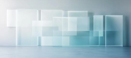 Modern art blue squares closeup with copy space