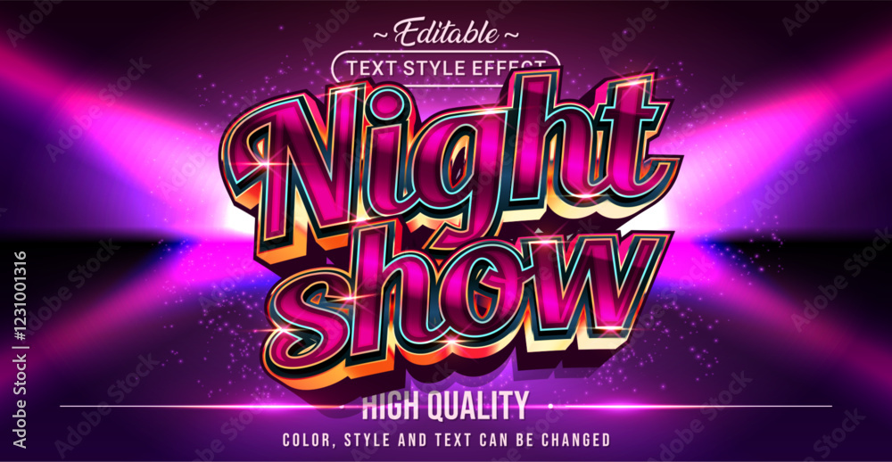 Poster editable text style effect - night show text style theme.