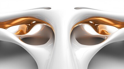 Abstract White Gold Sculpting Fluid Forms Design