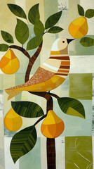 Tree full of pears with partridge vertical