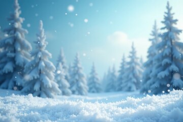 Fototapeta premium Sparkling silver snowflakes fall gently on a serene winter sky, delicate, white, clouds
