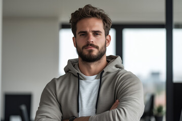 Obraz premium A professional portrait of a young male IT specialist in his late 20s