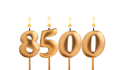 Number of followers or views - Candles form the number 8500
