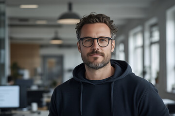 Obraz premium A professional portrait of a young male IT specialist in his late 20s