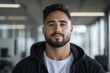 Fototapeta premium A professional portrait of a young male IT specialist in his late 20s