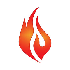 A  red flame-shaped vector design with smooth gradients and abstract curves.