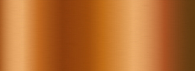 Bronze metallic gradient texture. Brass metal foil background. Horizontal shiny brown sheet for label, plate, plaque, sign, tag, print. Copper textured material surface. Vector backdrop