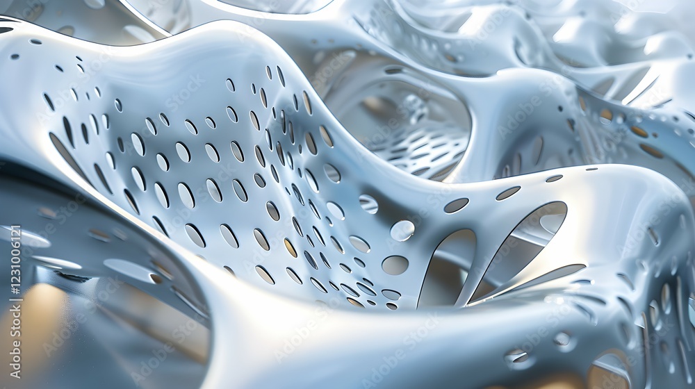 Fototapete abstract representation of a fluid, organic structure with a glossy finish.