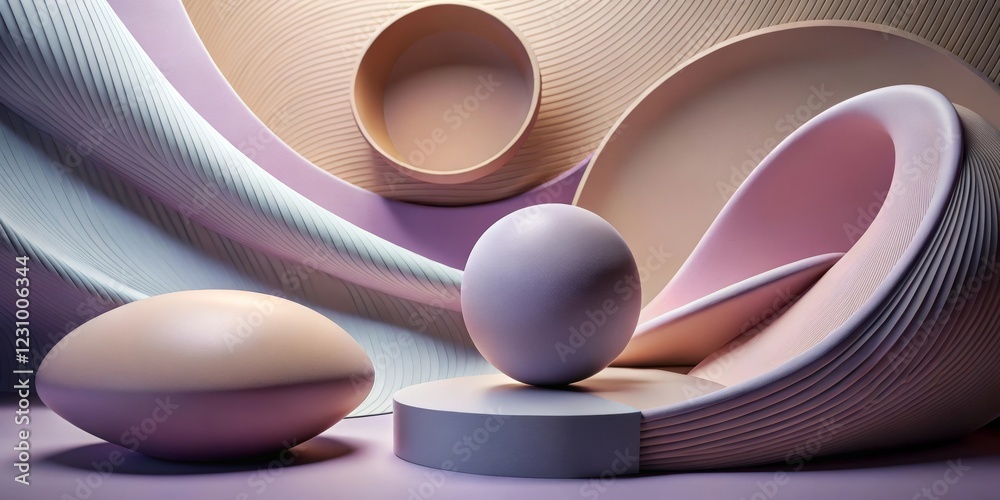 Wall mural abstract 3d render of geometric shapes and curves