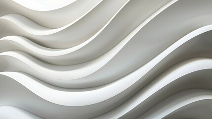 Obraz premium Abstract wavy patterns in white, creating a smooth, fluid aesthetic.
